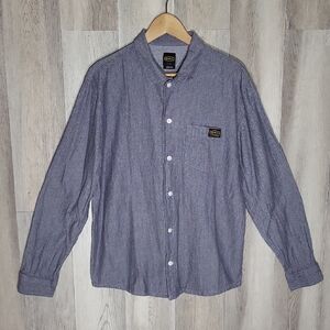 RVCA Dayshift Mens Large Striped Button Up Shirt Preppy Casual